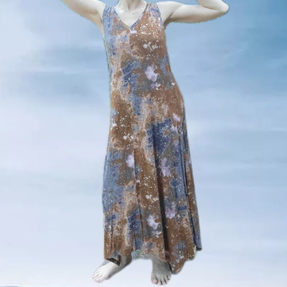 LOGO Lori Goldstein Sleeveless Maxi Hand-Dyed Hankerchief Hem Tank Dress